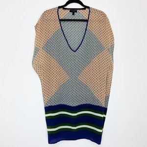JCREW 100% Silk Abstract Diamond Tunic Coverup M